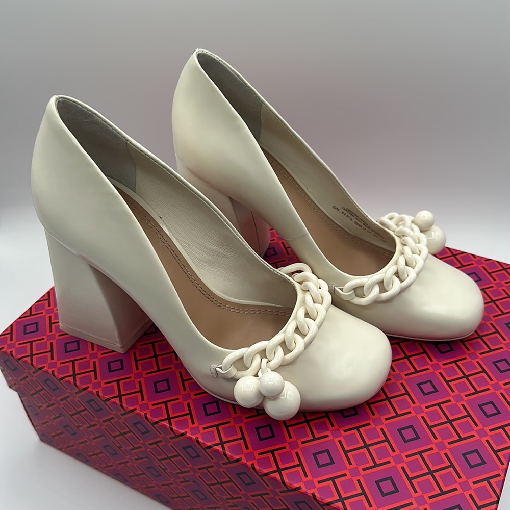 Tory Burch, Ivory Addison 95MM Pump Box Calf 5